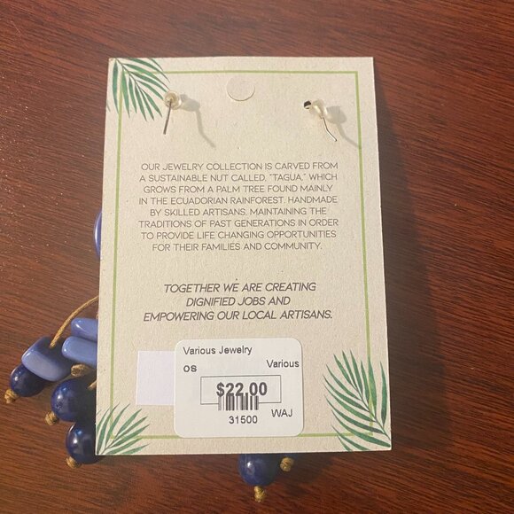 Tagua Earrings Navy Blue - Picture 3 of 3